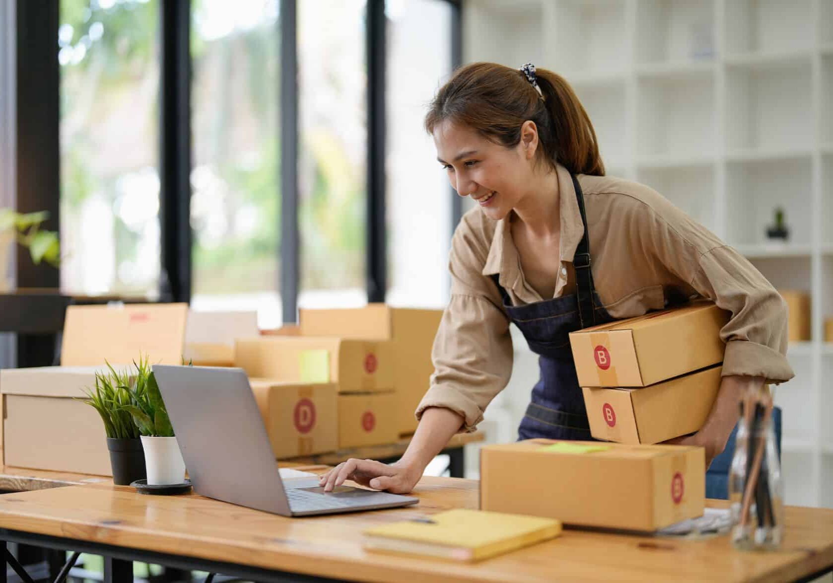 A picture of a female entrepreneur recording inventory. List your Christian business on EagleHub's Christian Business Directory